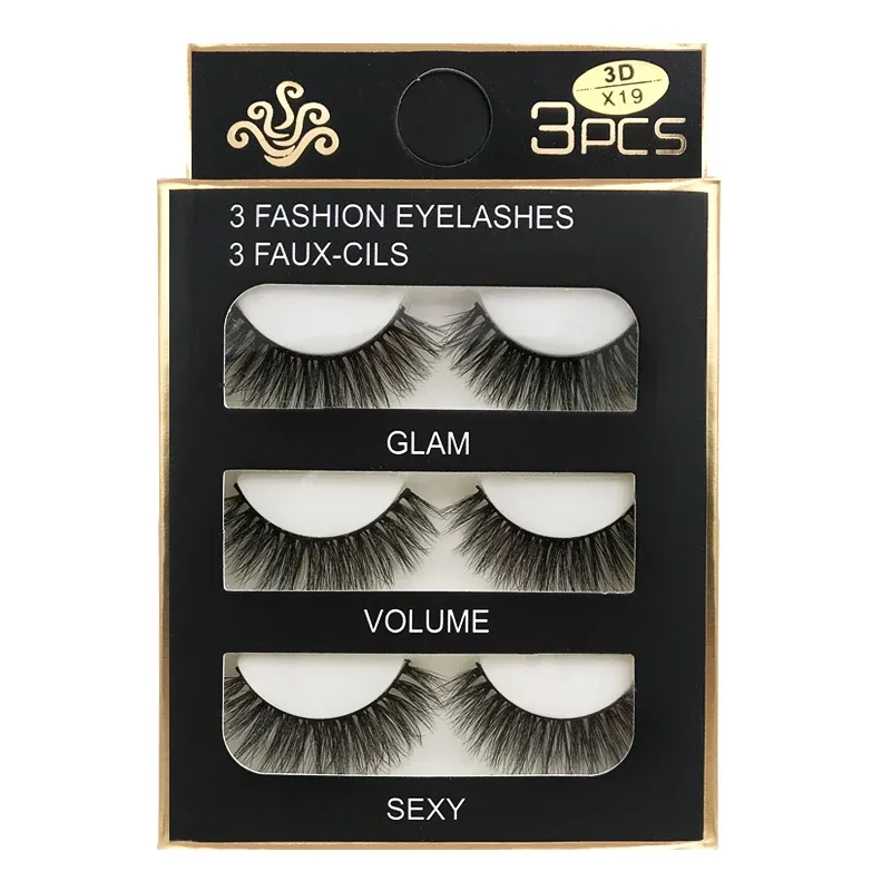 Falso cils 3 pares cílios postiços naturais longos 3d vison cílios macios macios finos feitos à mão cílios falsos ferramentas de maquiagem dos olhos
