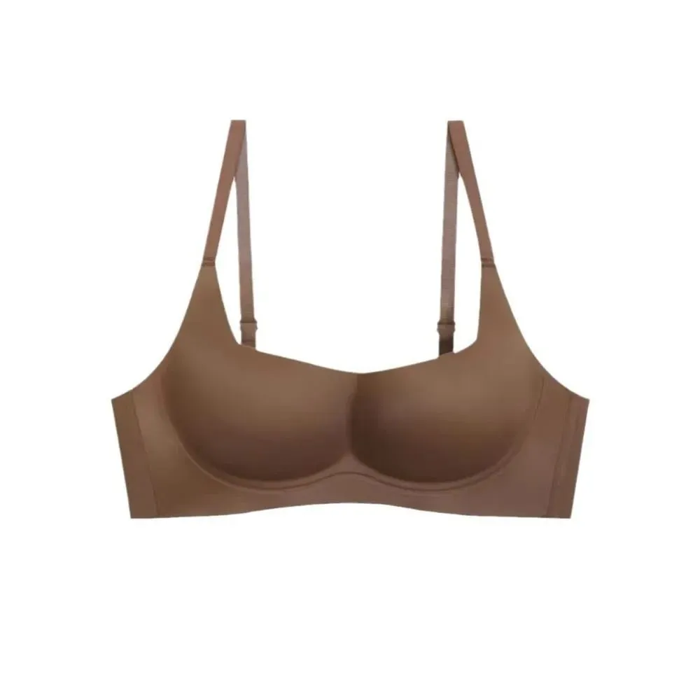 Bralette acolchoado anti-flacidez lingerie sutiãs cor sólida lingerie fina push up sutiã pele-abraçando sutiã invisível sem costura para mulher