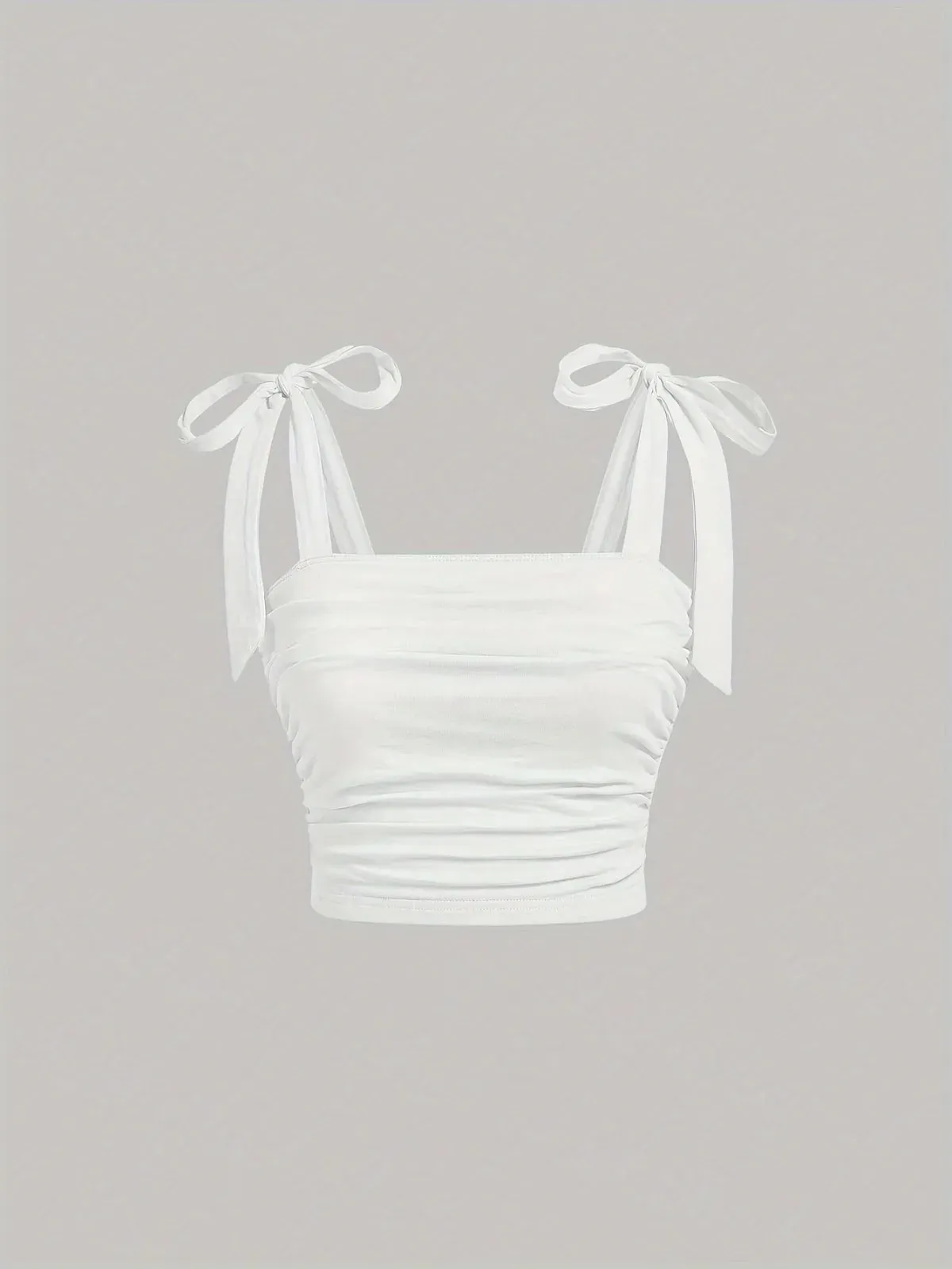 Solid Tie Shoulder Ruched Wide Strap Slim Fit Crop Top for Women Summer 2025 Y2K Clothes Pink Backless Cami Top Streetwear