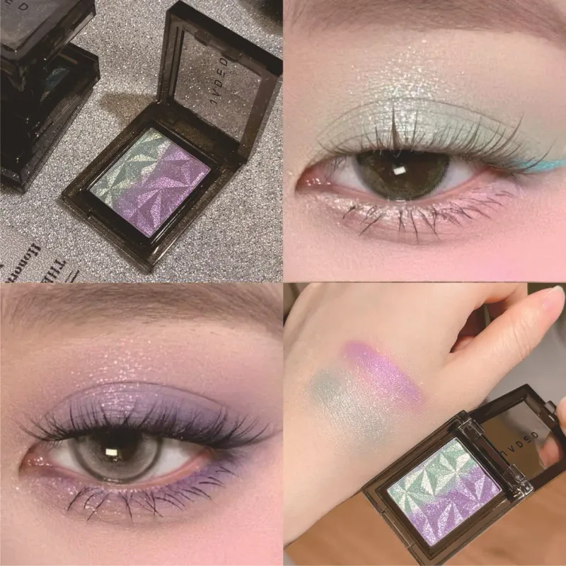 Paleta de sombra gradiente metálico prata azul punk esfumaçado sombra de olho altamente pigmentado pressionado roxo glitter olhos maquiagem paleta