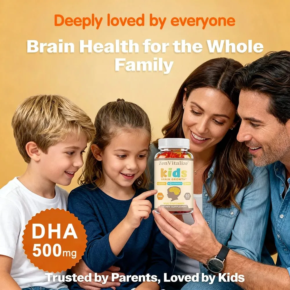 Gomas de desenvolvimento cerebral infantil - com ômega 3 DHA promove a saúde cerebral das crianças, memória e sistema imunológico
