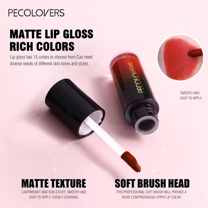 Brilho labial de veludo fosco, múltiplas cores, à prova d'água, de longa duração, copo antiaderente, batom suave para aplicar alta renderização de cores