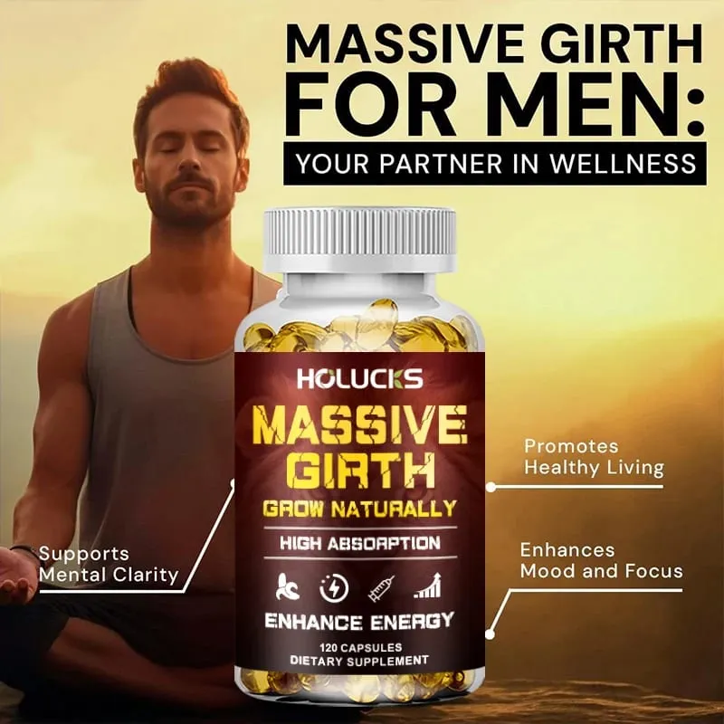 Cápsulas de circunferência maciça para homens, hormônio impulsionador de testosterona, suporte para crescimento muscular e suplemento de aumento de tamanho de força