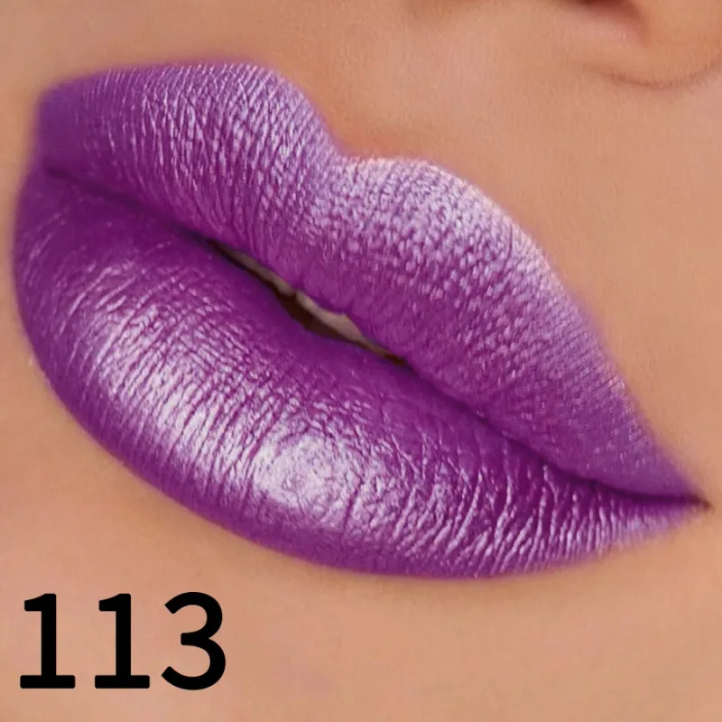 Batom metálico com glitter, acabamento hidratante, 19 cores, vermelho, rosa, brilhante, altamente pigmentado, lábios, maquiagem, presentes, cosmético, 1 peça — image 18