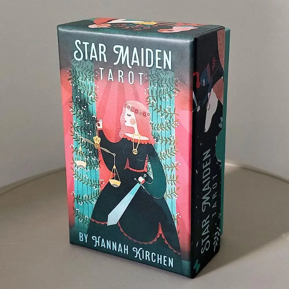 Baralho de tarô Star Maiden, 78 cartas, estético, celestial, divino, cartas de tarô em caixa rígida de duas peças, relevo duplo, 12 x 7 cm