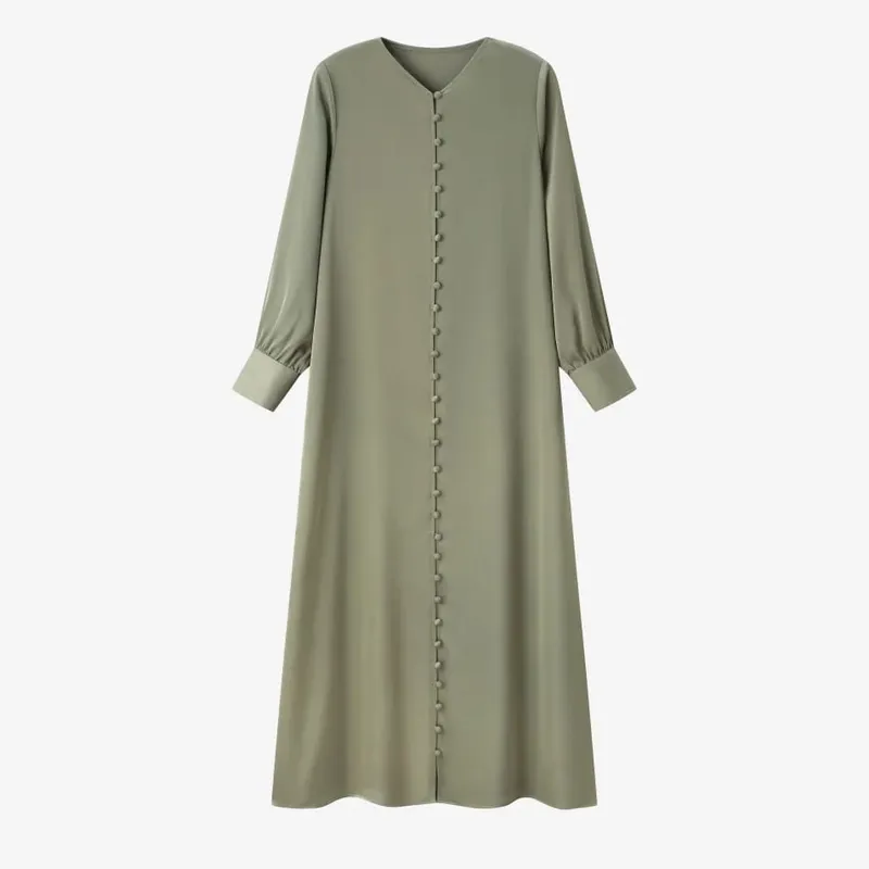 AS SS26 light satin ball buttons dress lightweight super comfortable fabric dressy woman clothes