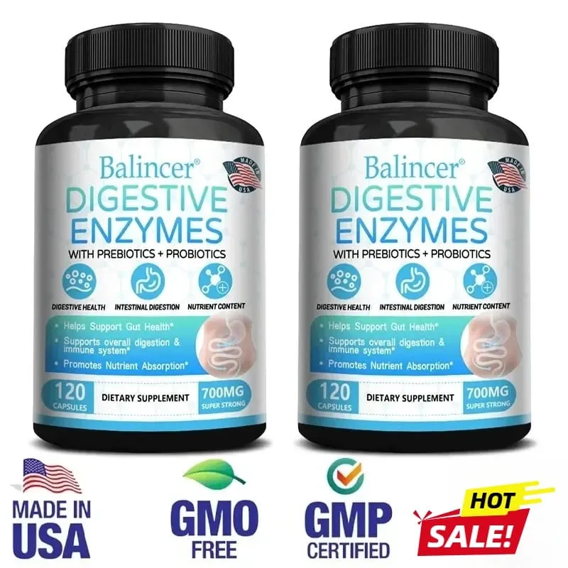 Cápsulas probióticas de enzimas digestivas orgânicas, nutrição prebiótica, digestão e imunidade para a saúde intestinal, adequadas para adultos e homens