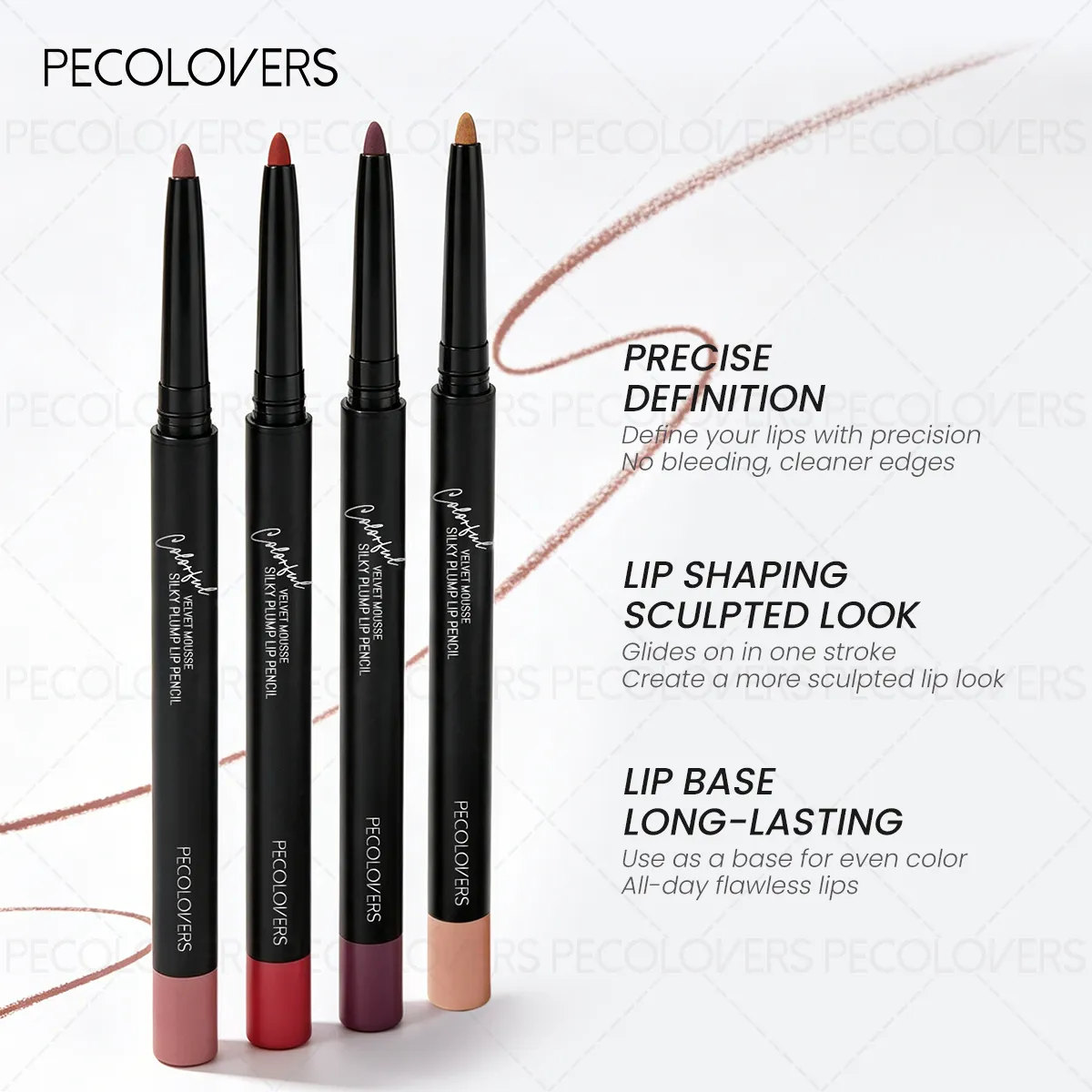 Matte Lip Liner Natural Lipstick Pen for All Light Types Accurate Defind Lip Lines Nude Pink Beige Red Tones Daily Makeup