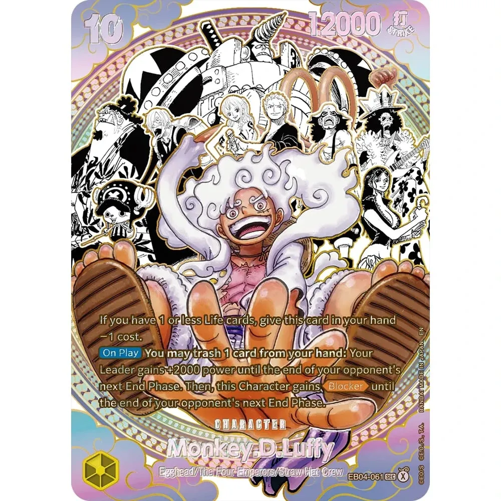 Cartões de coleção Monkey D. Luffy EB04-061 OPCG EN Brilhando Criatividade Raro Holográfico Em Relevo Cartão De Folha Texturizada