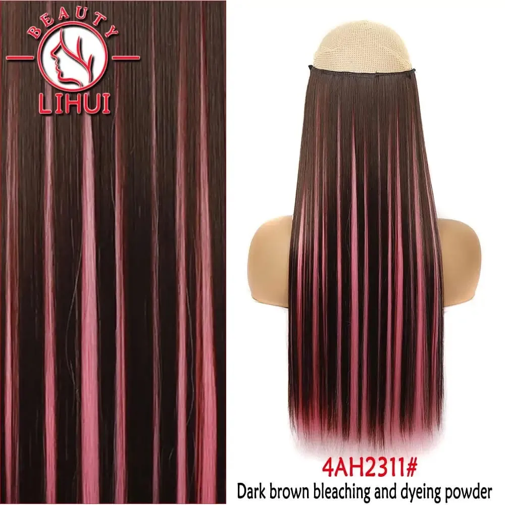 Synthetic Natural Synthetic Hair Extensions 5 Clip In Artificial Fake Ombre Blonde Brown Black Pink Straight False Hair Piece