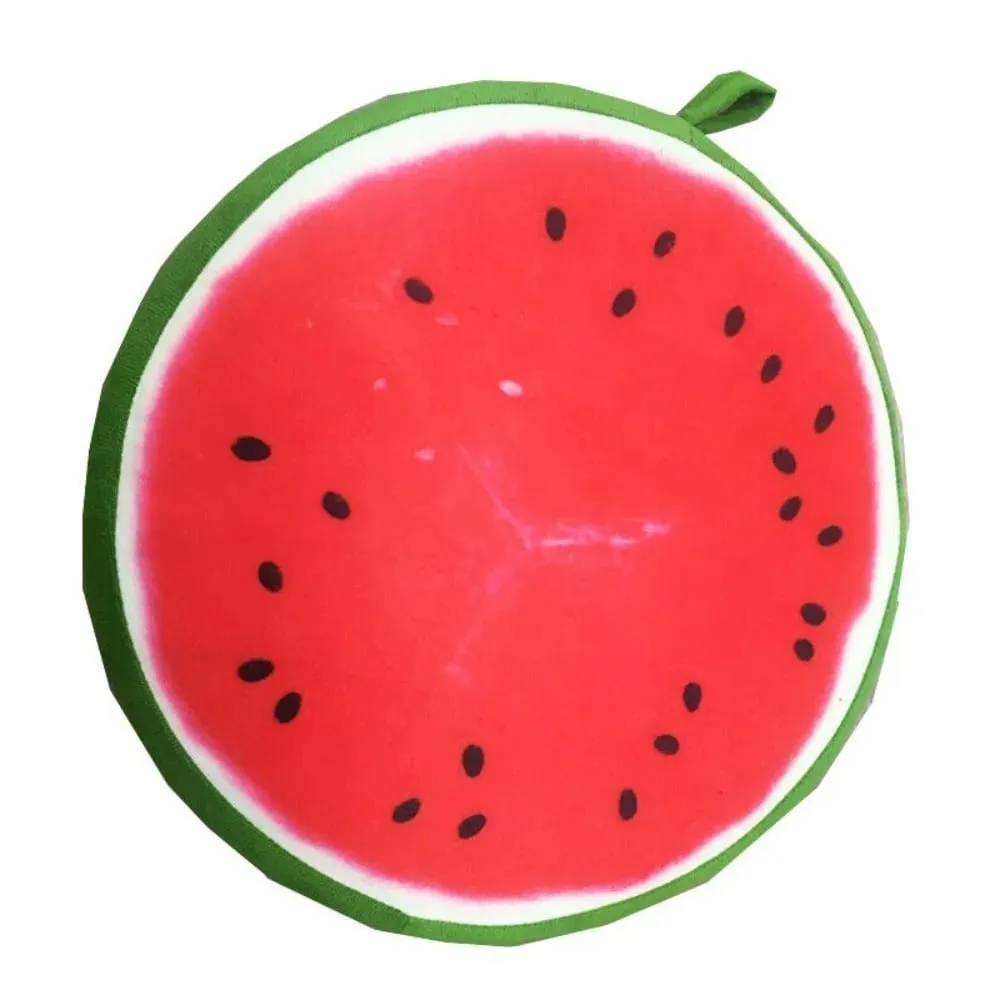 可愛圓形水果抱枕水果切片印花毛絨布藝座墊填充內仿真毛絨抱枕沙發裝飾