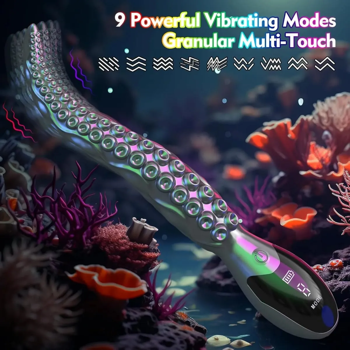 振動逼真 G 點假陽具 - LED 顯示章魚觸手陰蒂振動器 10.7 英寸矽膠假陽具成人性玩具女式 — image 2