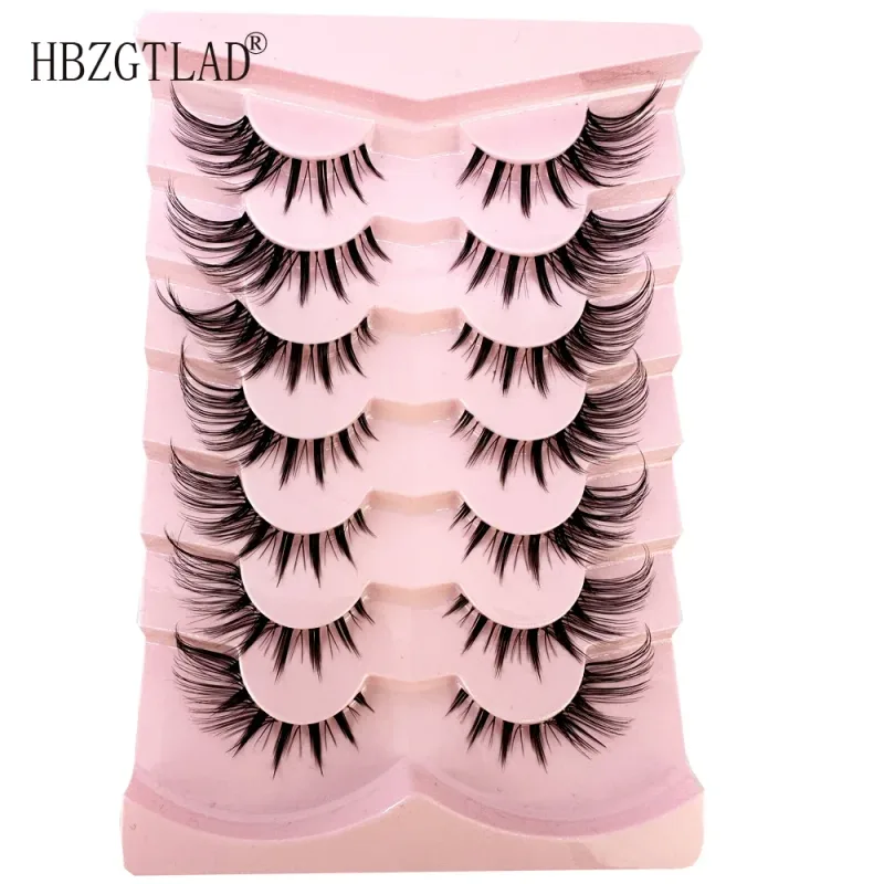 7/8PairsCat Eye Eyelashes manga Lashes 3D Clear Band Lashes naturalHalf Lashes End Eye Elongated Mink Eyelashes Fluffy Eyelashes