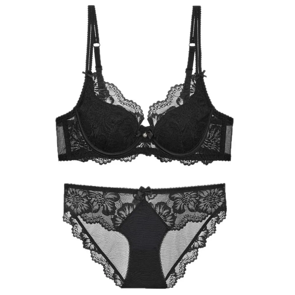 Conjunto de sutiã de renda fina de verão para mulheres push up reunir controle de gordura lateral anti flacidez sexy lingerie macia kit