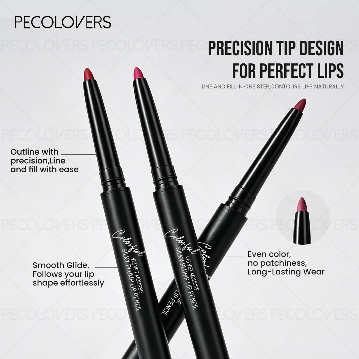 Matte Lip Liner Natural Lipstick Pen for All Light Types Accurate Defind Lip Lines Nude Pink Beige Red Tones Daily Makeup