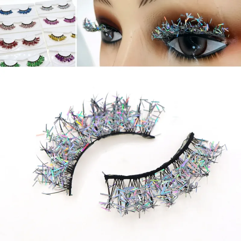White Eyelashes Cosplay Makeup Natural Long Cross Strip False Eye Lashes