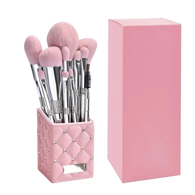 Novo 11 Pçs/set Diamante Pincéis de Maquiagem Conjunto Pó Fundação Blush Contorno Sombra Cílios Sobrancelha Pincéis Cosméticos Ferramentas de Beleza