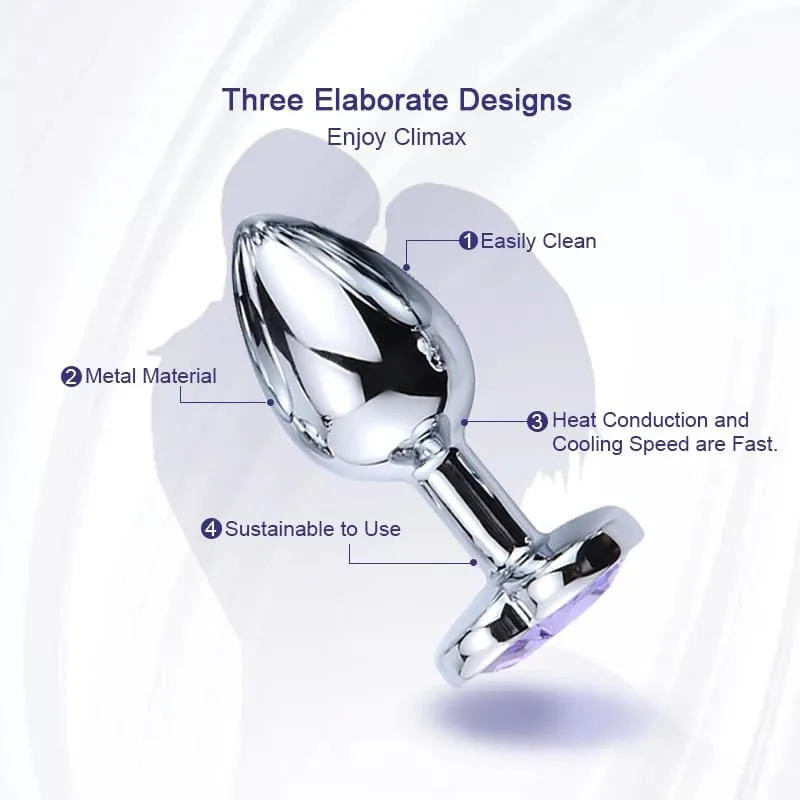 Plug anal coração 3 tamanhos de aço inoxidável cristal anal plug removível butt plug estimulador sexo anal brinquedos massageador de próstata vibrador