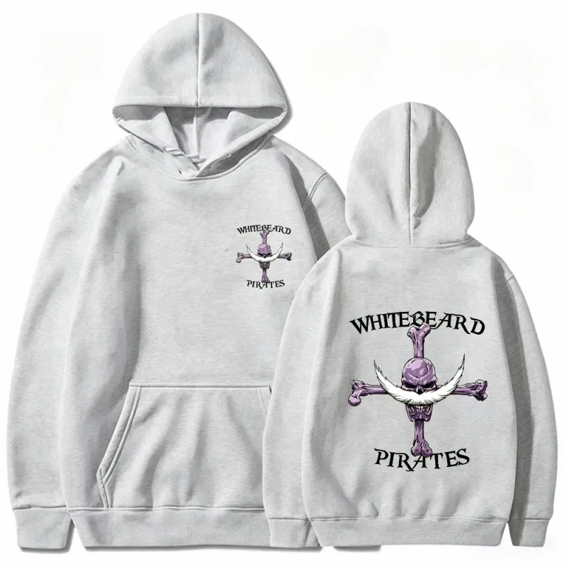 Moletom com capuz de piratas de barba branca de uma peça, moletom com estampa, barba branca Jolly Roger Anime gráfico streetwear top com capuz