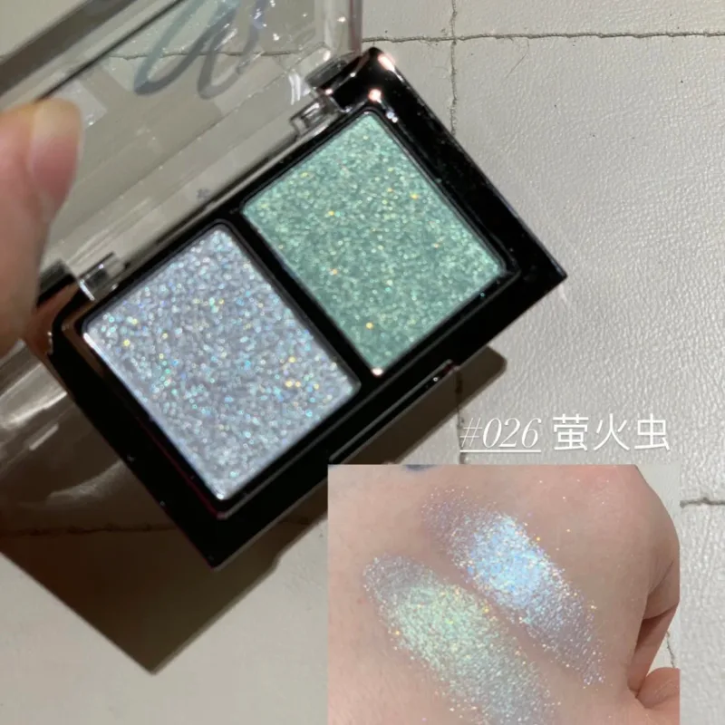 Paleta de sombra dupla matte shimmer glitter paleta de sombra portátil de longa duração flash fino maquiagem cosméticos