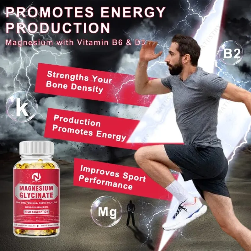 Magnesium Glycinate Capsules with Zinc Potassium for Muscle Heart Bone Immune System Health — image 6
