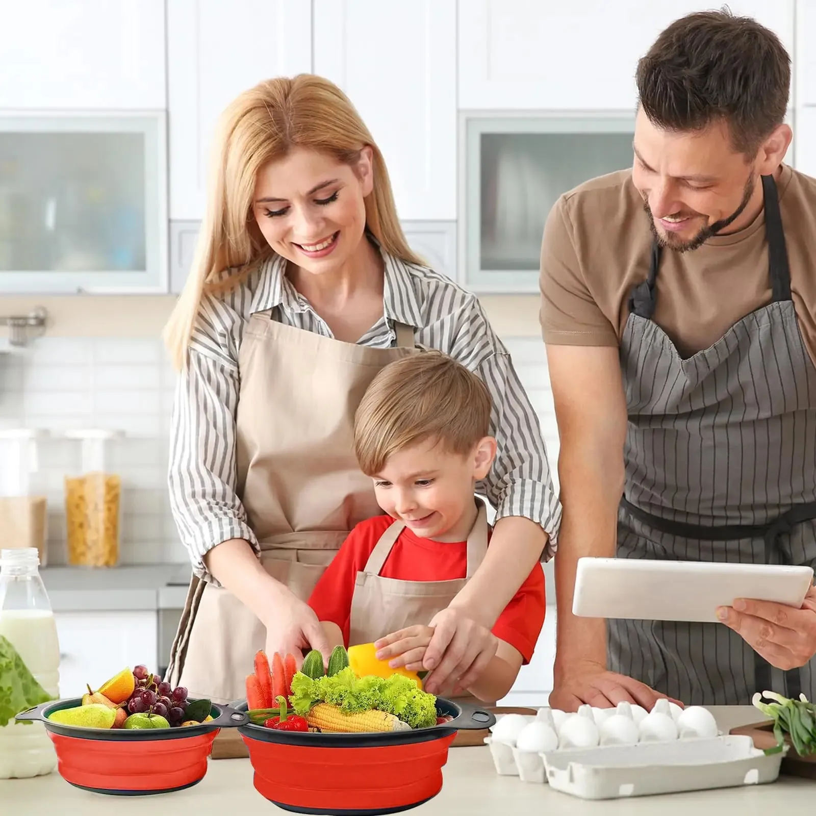 Coador de macarrão dobrável, escorredor de cozinha para drenar frutas, cozinha, filtro de silicone, cestas de vegetais, pia, tigela de lavagem