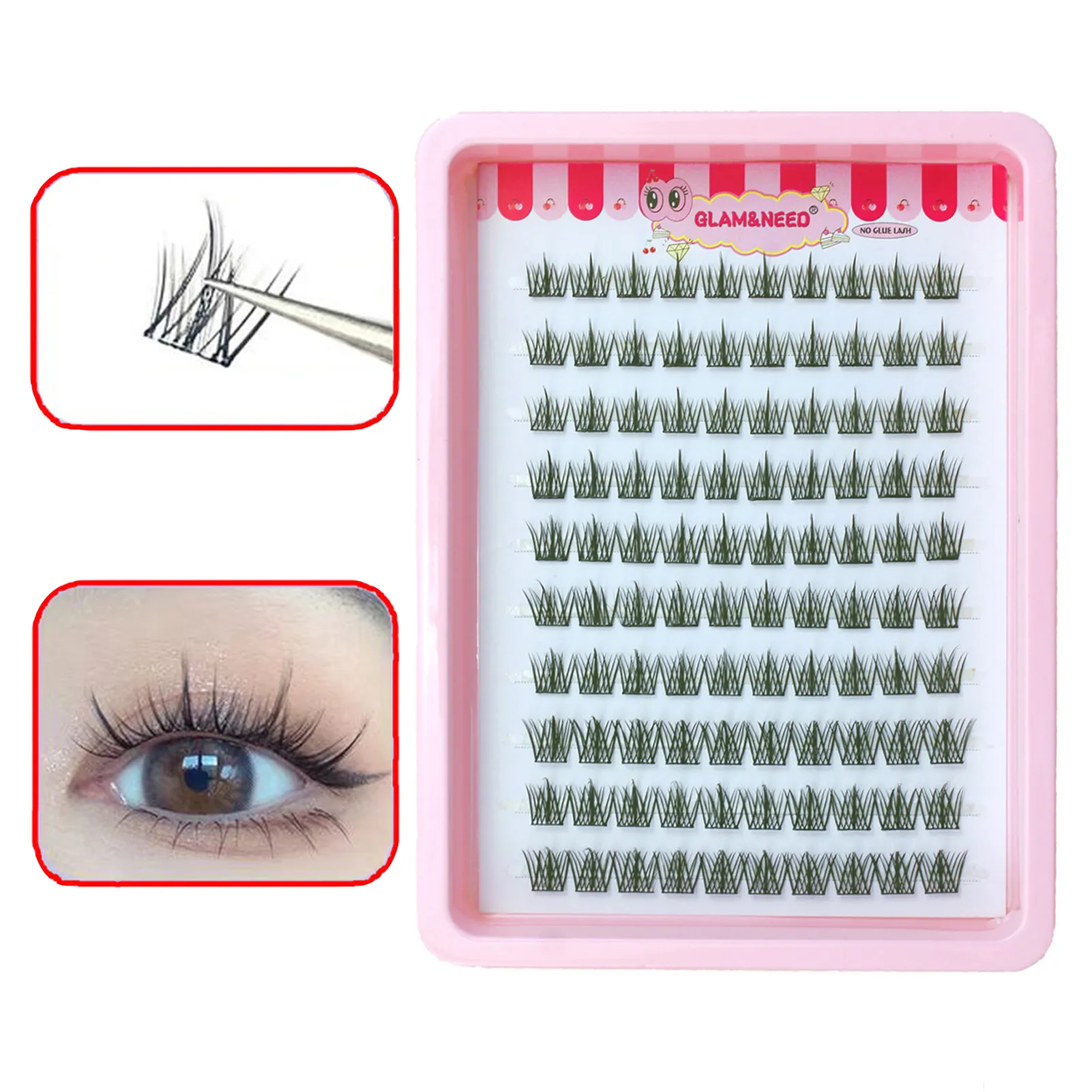 10 linhas olho de gato único cluster cílios postiços natural cosplay maquiagem cílios postiços auto-adesivo natural extensão de chicote fino