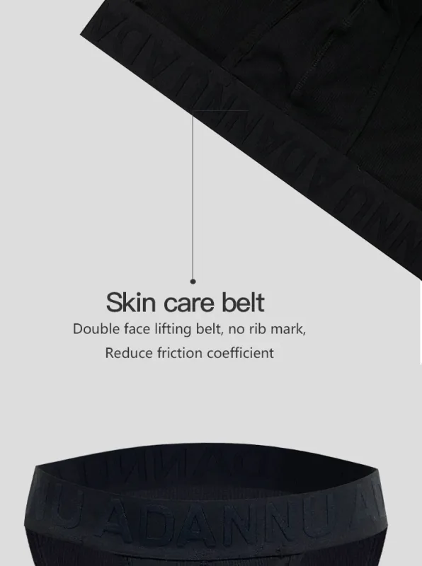 Cueca convexa de algodão com nervuras, confortável para a pele, sensação nua, letra em relevo, cintura larga, roupa íntima de ajuste fino