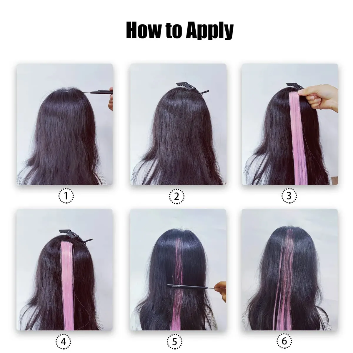 6 unidades/pacote colorido festa destaques clipe em extensões de cabelo 22 polegadas multi-cores cabelo liso sintético postiços — image 7