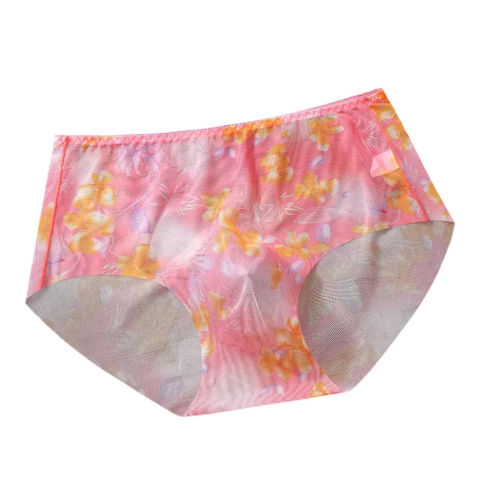 1pc Men's Thin Mesh Briefs Underwear 3D Bulge Pouch Underpants Print See Through Sissy Panties Elastic Breathable Briefs