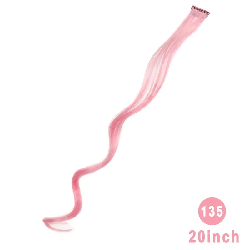 Lupu Synthetic Long Straight Rainbow Highlight Colored Hair Extensions Clip In Fake Hair Pieces For Women Heat Resistant