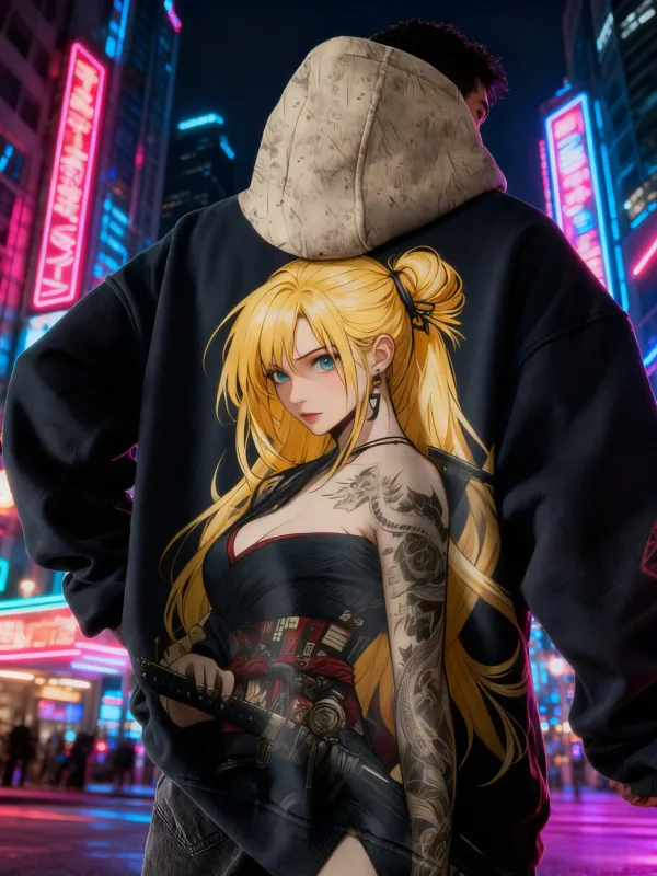 2026 Hot Anime girl back pattern Sweatshirt Casual Long Sleeve Hooded Pullover 3D Printing Top Fashion Oversized Men's Hoodies — image 4