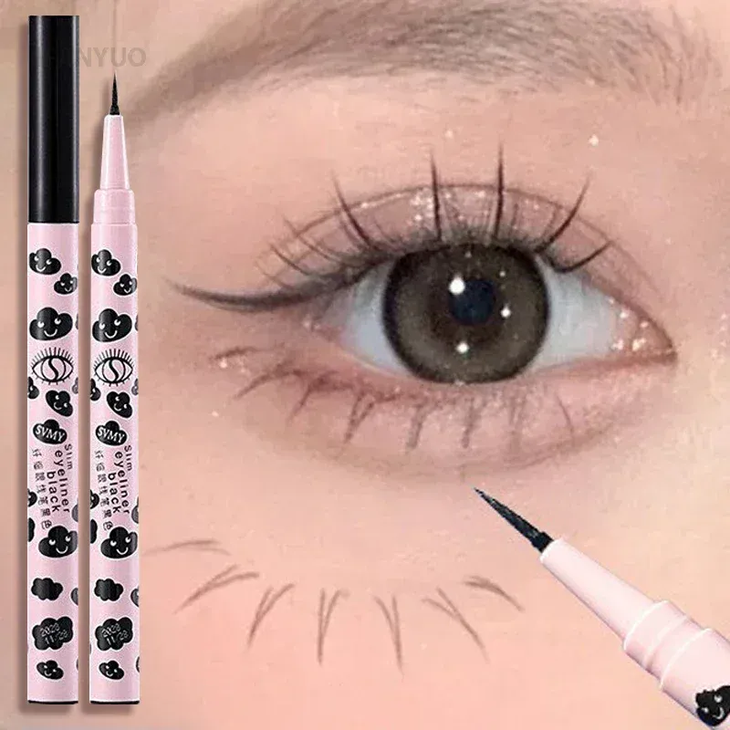 Caneta delineadora líquida ultrafina, natural, fosca, à prova d'água, secagem rápida, cílios inferiores, caneta de bicho-da-seda, pigmento alto, ferramenta de maquiagem suave para os olhos