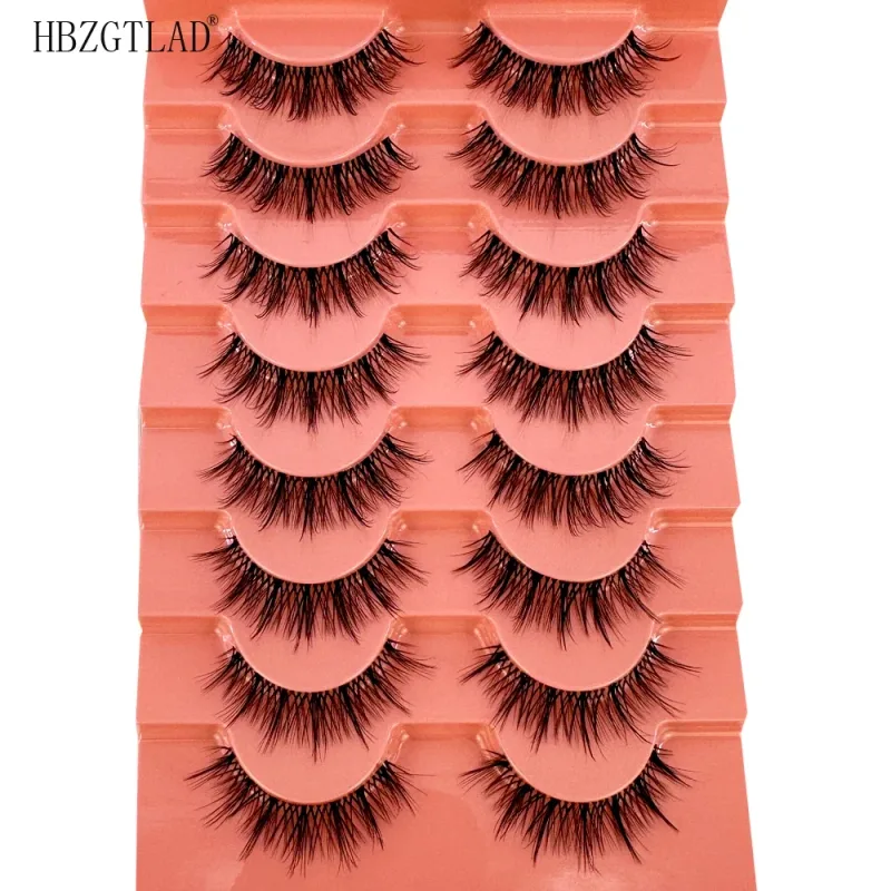 7/8PairsCat Eye Eyelashes manga Lashes 3D Clear Band Lashes naturalHalf Lashes End Eye Elongated Mink Eyelashes Fluffy Eyelashes