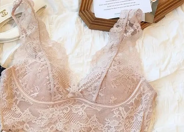 Conjunto de bralette de renda – Sutiã anti flacidez sem fio, lingerie respirável ajustável, sem arame, confortável, fino, sexy, uso diário