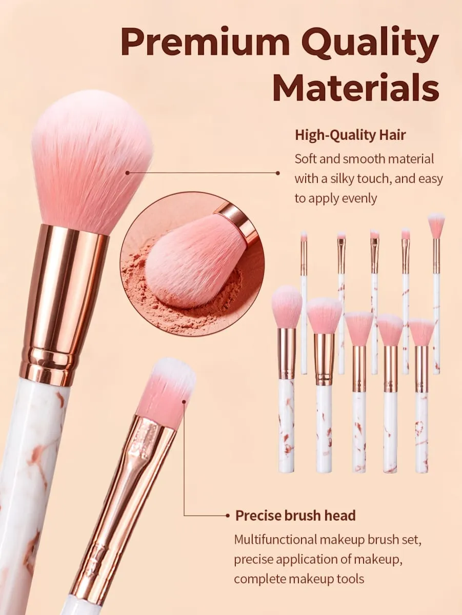 12 pçs conjunto de escova de maquiagem profissional com 2 pincéis cosméticos macios para pó blush sombra kit de maquiagem completo