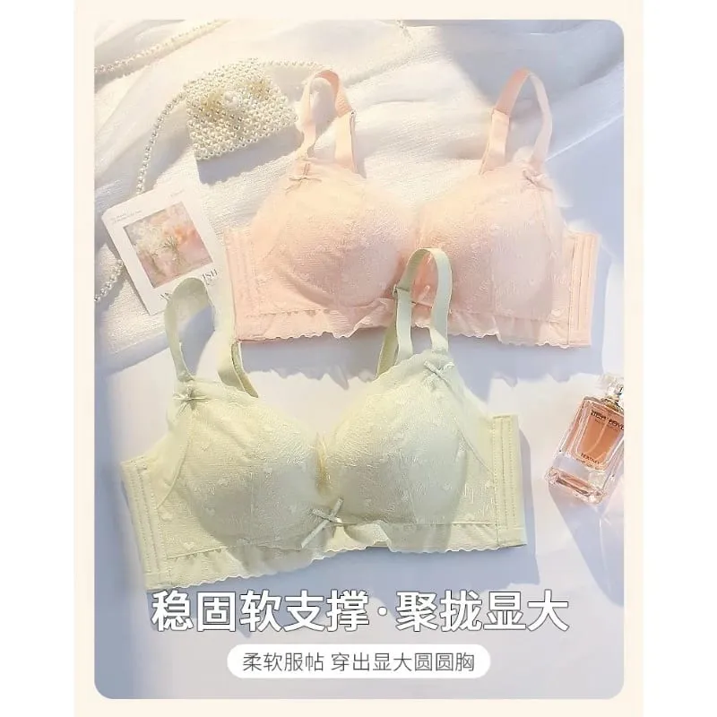 Sexy Pure Desire Breeze Bralette Small Bust Push Up Gathering Anti-Sagging Wirefree Comfort Breathable Lingerie Set Large Look ​