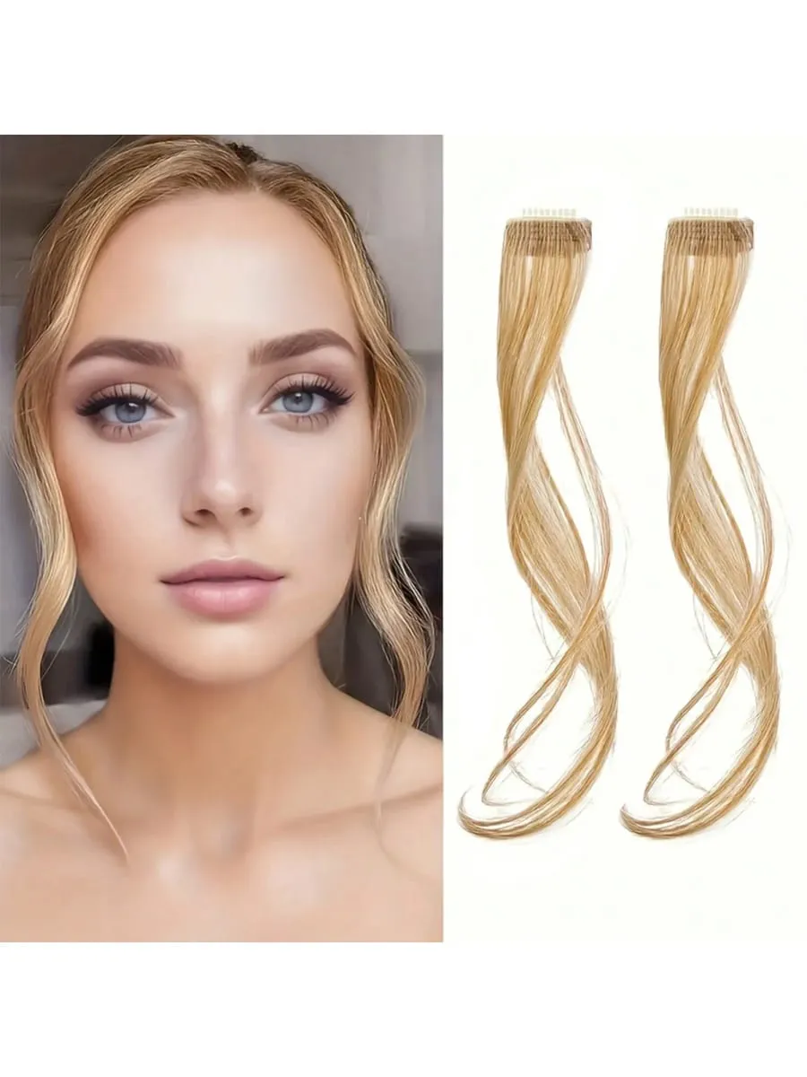 Franja de ar lateral longa, 2 peças, conjunto sintético, ondulado, encaracolado, clipe em cortina, franja frontal, destaques de moldura de rosto para mulheres — image 8