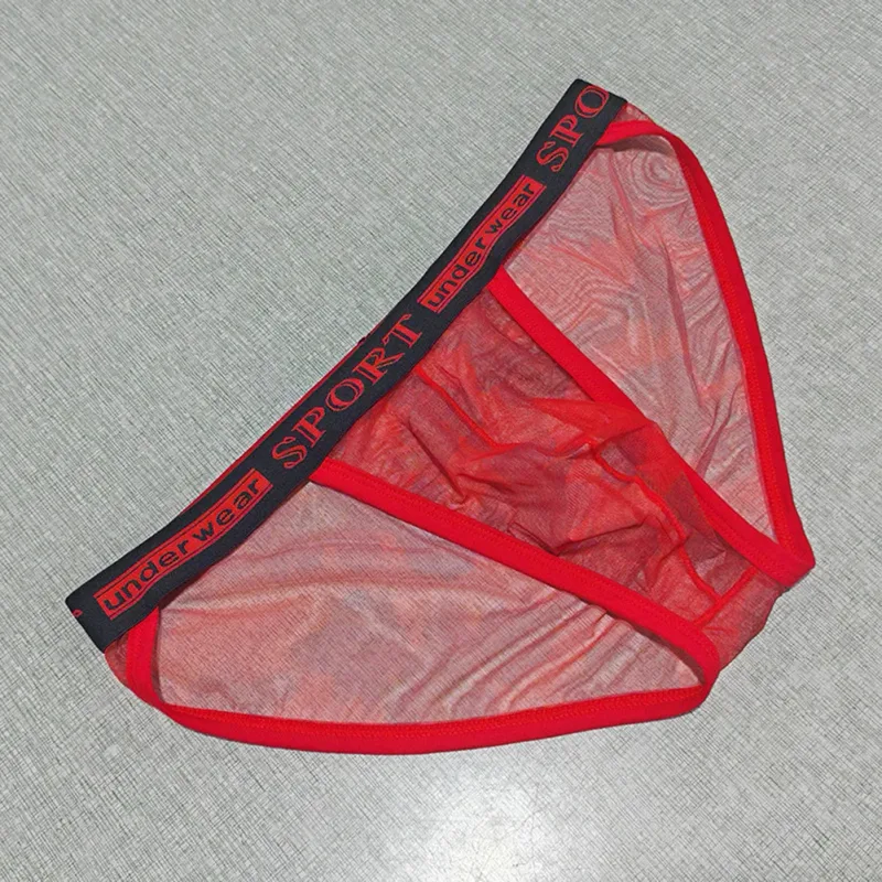 1pc masculino rosa impresso briefs alta perspectiva garfo roupa interior sexy malha pura calcinha respirável confortável cuecas