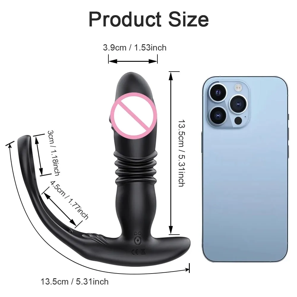 Empurrando Butt Plug para Homens Massageador de Próstata APP Vibrador Anal Telescópico Vibratório Anal Plug Estimulador de Próstata Brinquedo Sexual Homens