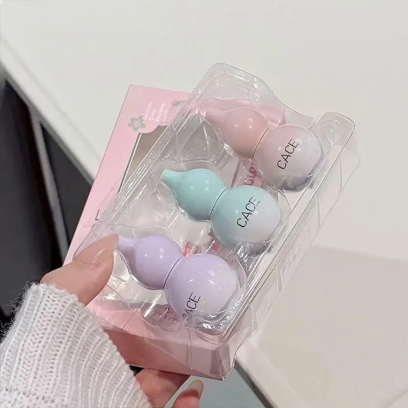 Mini cabaça design esmalte labial 3 cores conjunto de maquiagem hidratante duradouro vidro de água lipgloss matiz hidratante mancha labial cosméticos