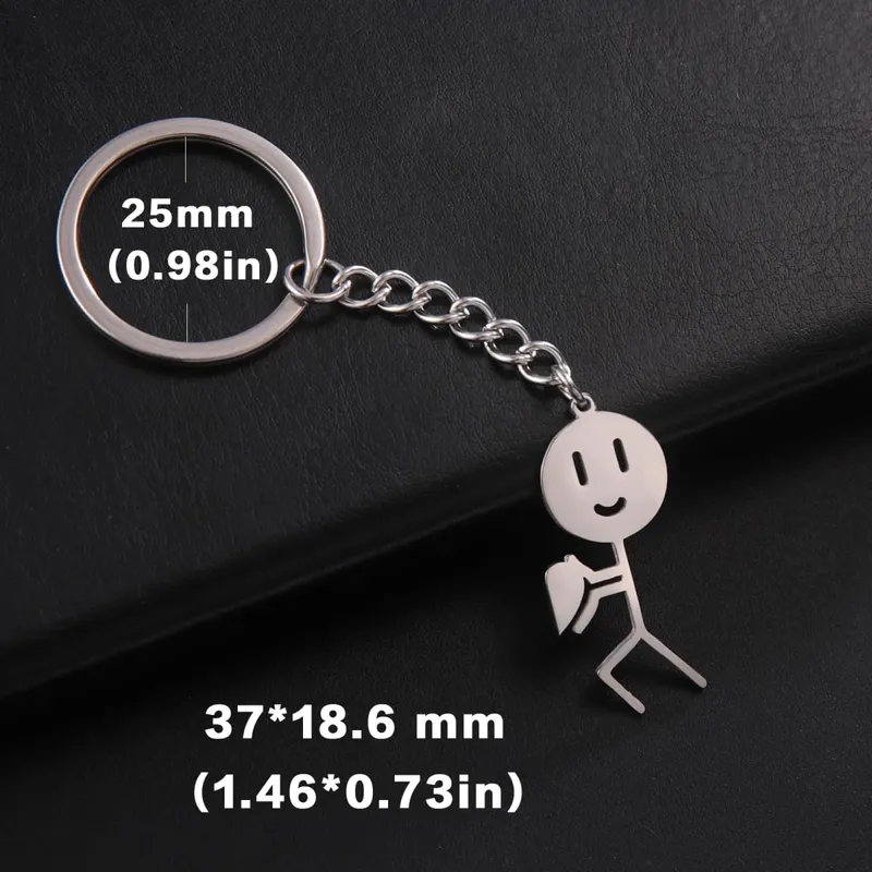 Teamer Funny Middle Finger Stickman Keychain 2026 Cute Trend School Bag Car Key Pendant Couple New Trinket Gift Keyring