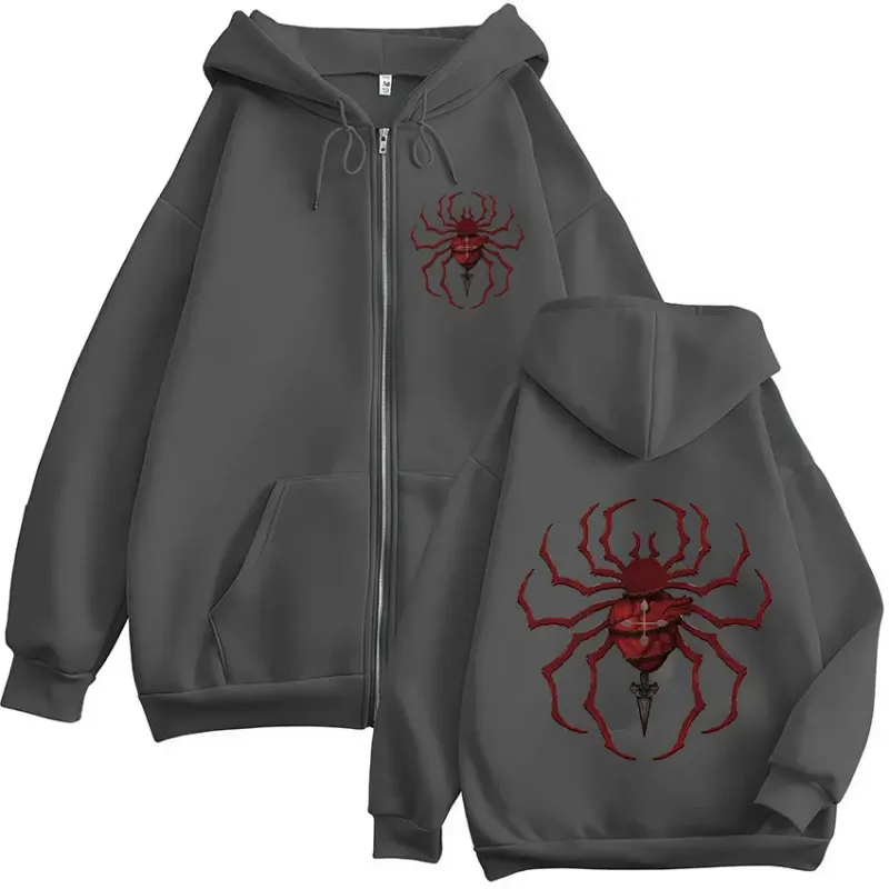 Anime Hunter X Hunter Phantom Troupe Spider Logo Mikiny na zip Pánské mikiny s kapucí na zip Dlouhé rukávy Pulovry Bundy
