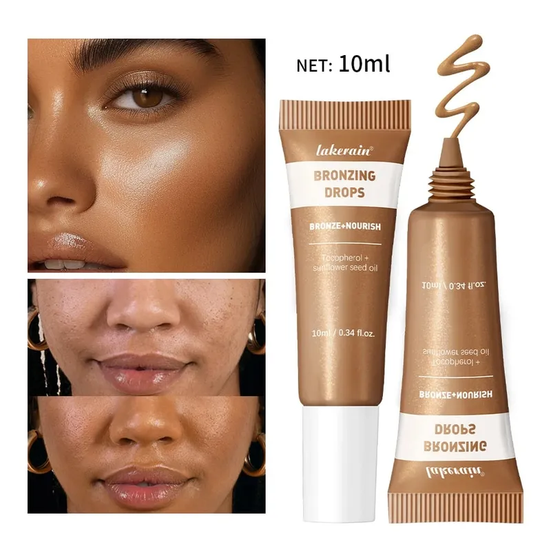 2psc bronze e iluminar gotas duo kit explosão e bronzeamento gotas conjunto de cuidados com a pele nutrir visivelmente iluminar hidratar tamanho de viagem bronze