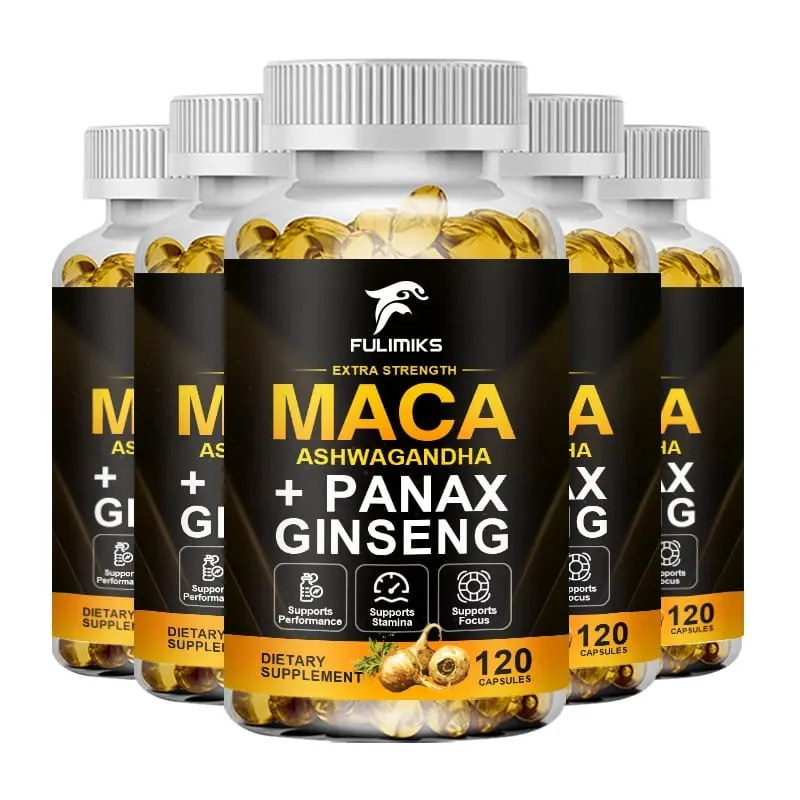 三重瑪卡混合物與人參和南非醉茄補充劑支持生殖健康荷爾蒙平衡肌肉和緩解壓力