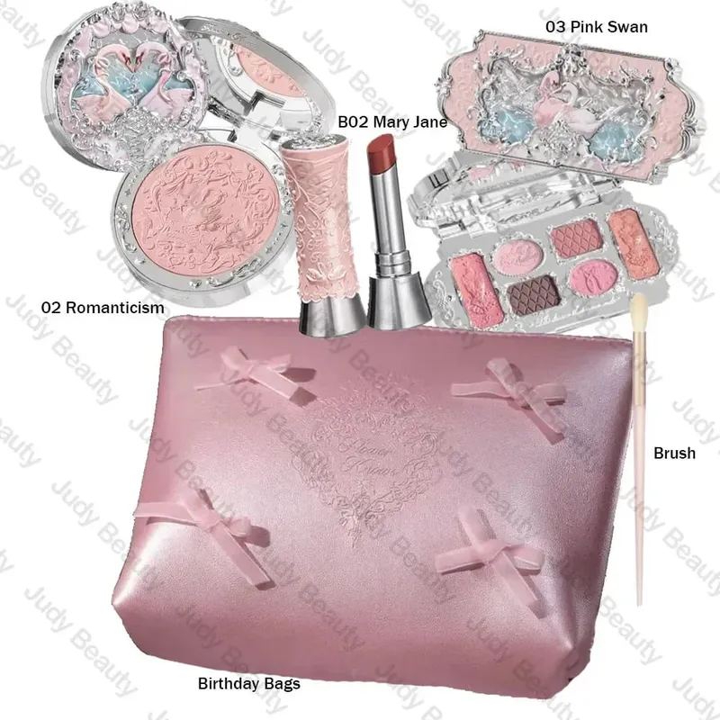 Maquiagem flor sabe conjunto concha pérola série seis cores paleta de sombra em relevo blush brilho batom kit com saco tudo em