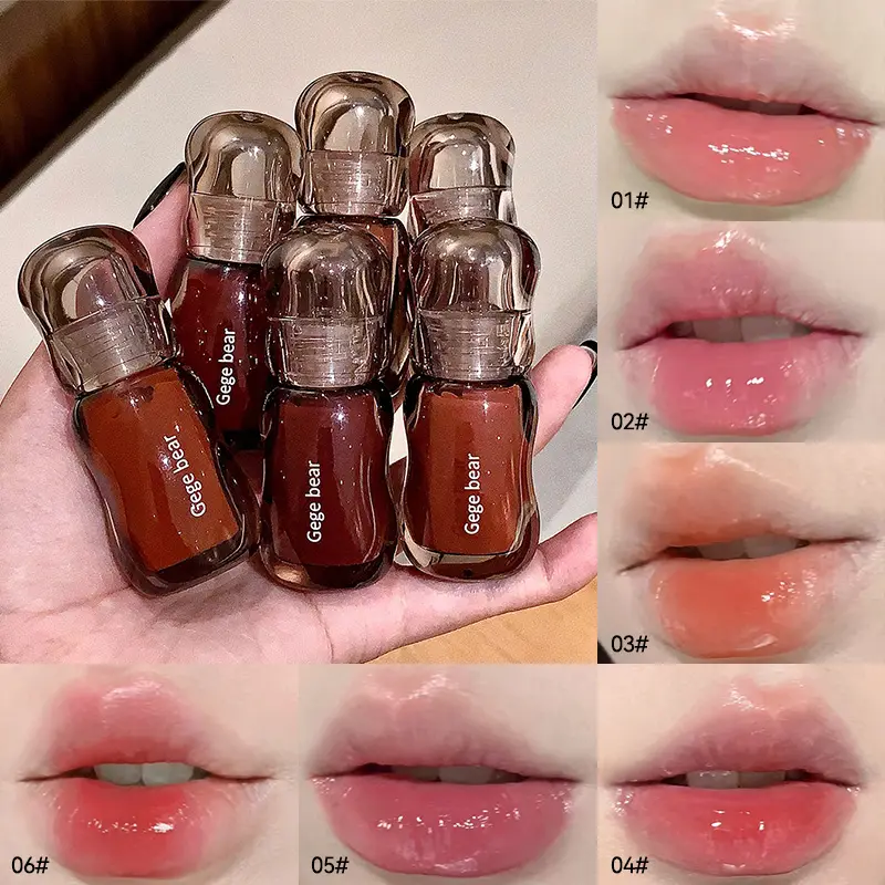 Gege Bear Crystal Gloss Lip Tint — Autumn/Winter Hydrating Formula Mirror-Gloss Finish Youthful Plumping Effect