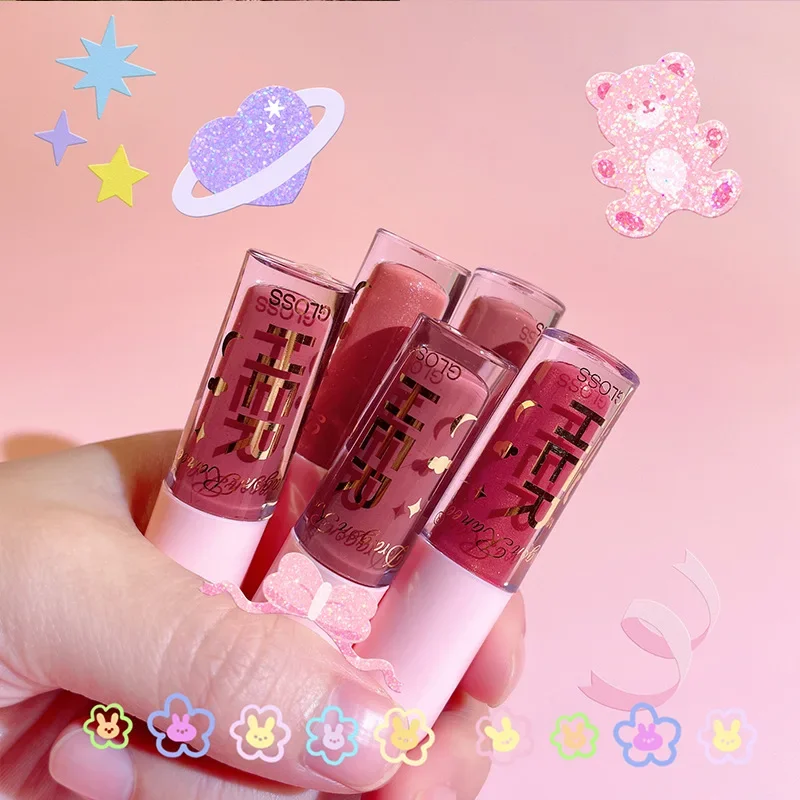 Batom líquido à prova d'água, 8 cores, hidratante, longa duração, brilhante, brilho labial, maquiagem natural, gelatina, cosméticos brilhantes