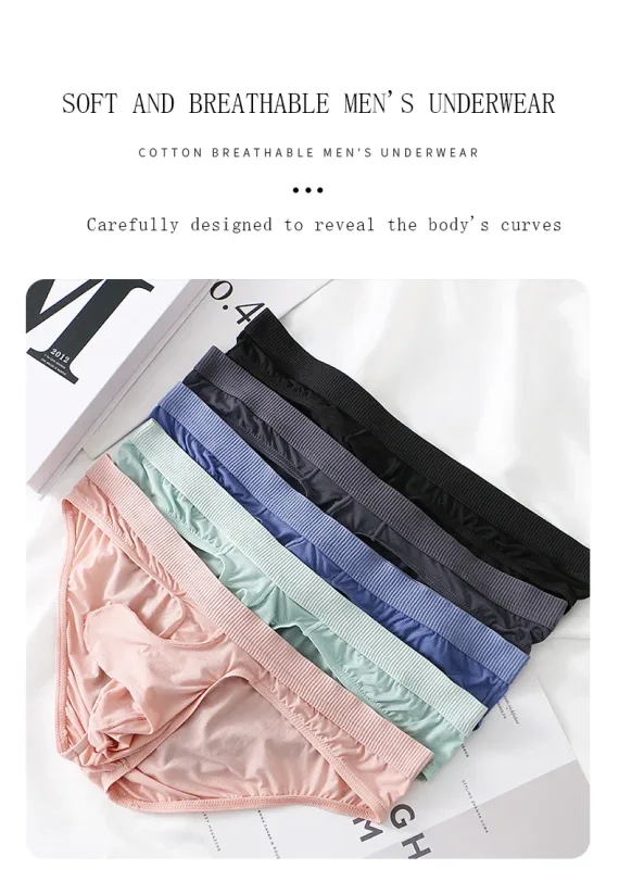 Men's Ice Silk Briefs Summer Transparent Seamless Quick-drying Man Breathable Panties Ultra-thin Underwear
