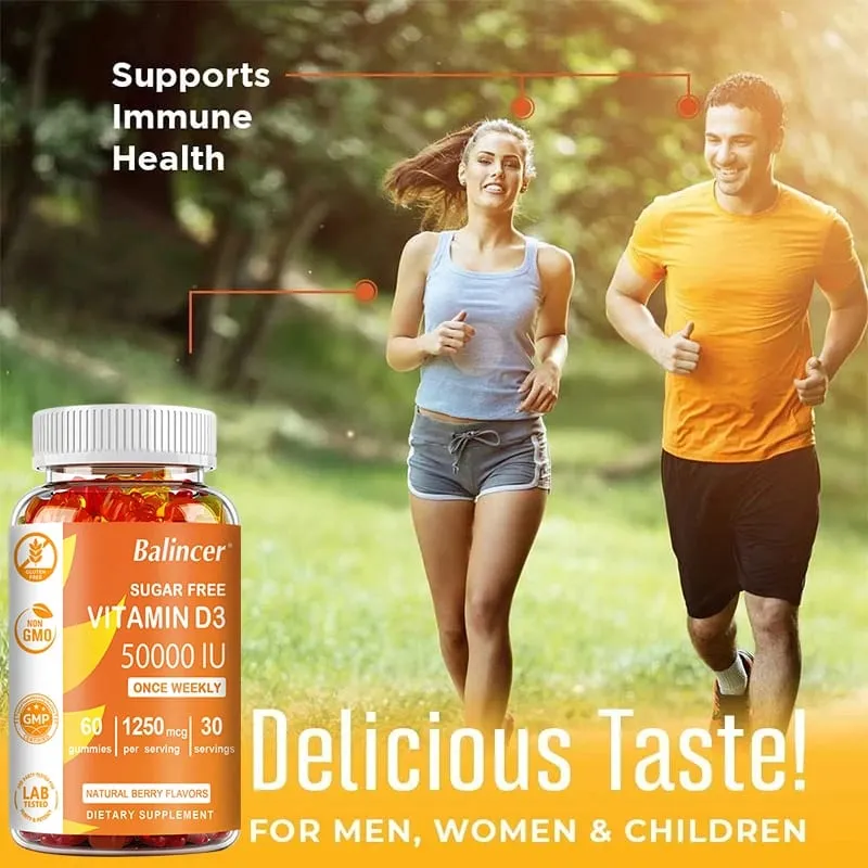 Vitamina D3 de alta potência 50 000 UI - Suporte imunológico, ossos, dentes, coração e nervos, antioxidante para saúde - sem glúten, não OGM